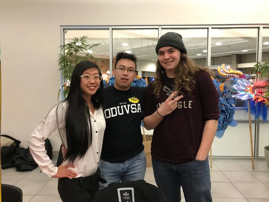From left to right: Rose, Former President of VSA and Civil Engineering major. Andrew, Cyber Security major. Isaac, Treasurer and Psychology major. 