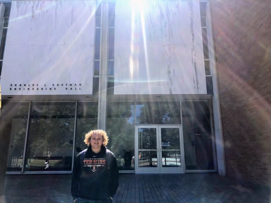 Josh Hilliard is pictured in front of Kaufman Hall