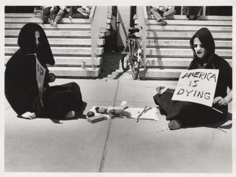 Anti-War Protest in front of the Webb 1971, Courtesy of ODU Digital Archives