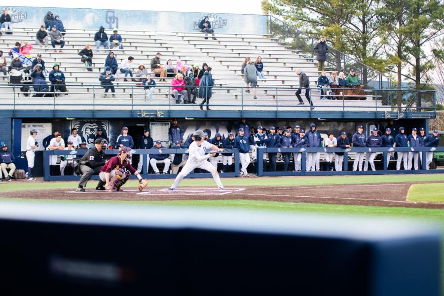 ODU tries to advance runners with a bunt in Game one against Iona