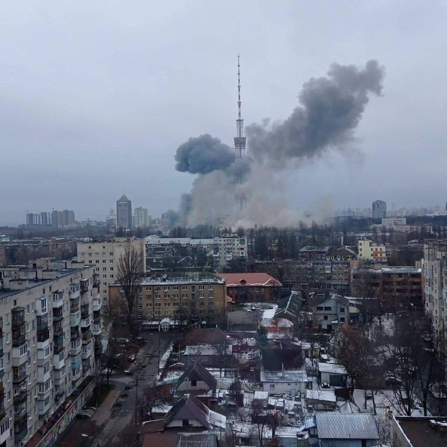 Russian+bombardment+of+telecommunications+antennas+in+Kyiv+on+March+1%2C+2022.