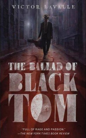 The book cover for “The Ballad of Black Tom” by Victor Lavalle. A man in early 20th century attire walks down a street, with shadowy tentacles extending before him. Photo courtesy Tordotcom.