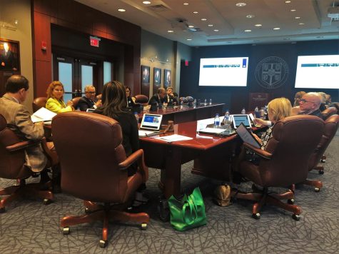 ODUs Board of Visitors in a 2019 meeting on tuition. The Board is the highest authority on campus. (Credit to Partners for College Affordability, 2019.)
