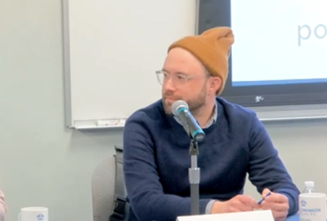 Professor Jeremy Moody speaks on a panel about AI integration into the classroom on Feb. 6, 2023. Photo courtesy ODU Libraries and the Center for Faculty Development.
