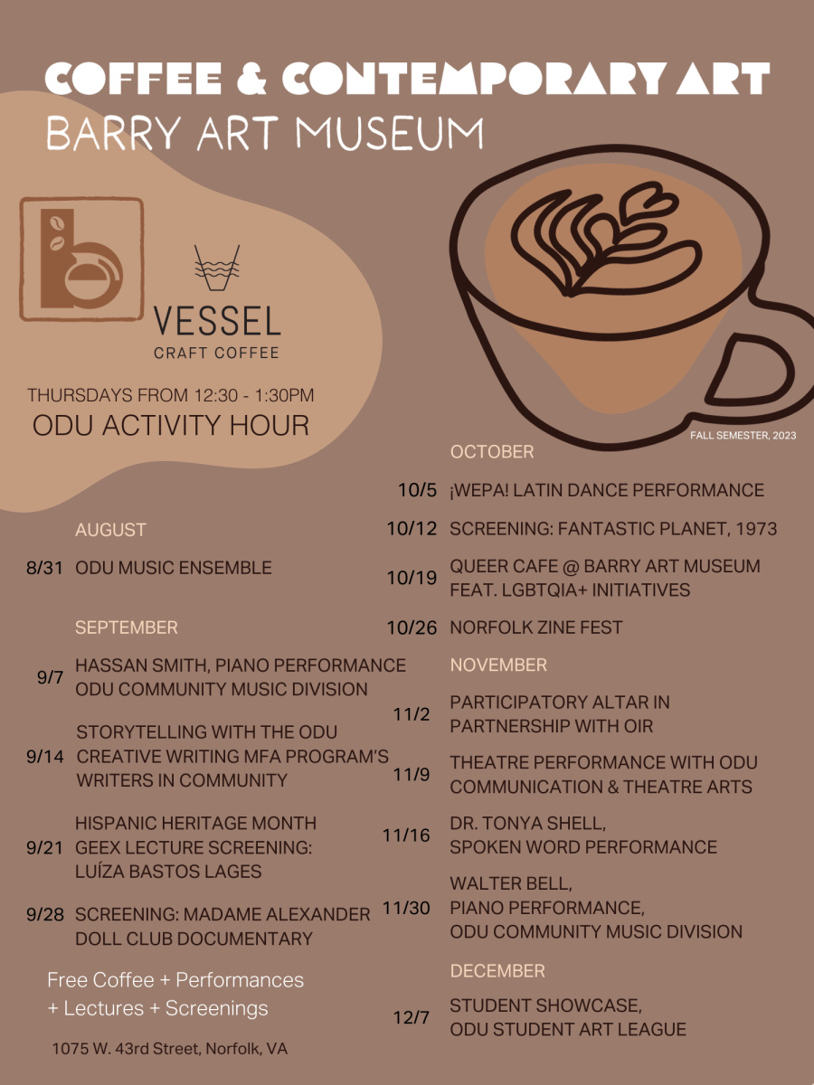 Graphic of the Coffee & Contemporary Arts schedule. Via Suzanne Peterson.