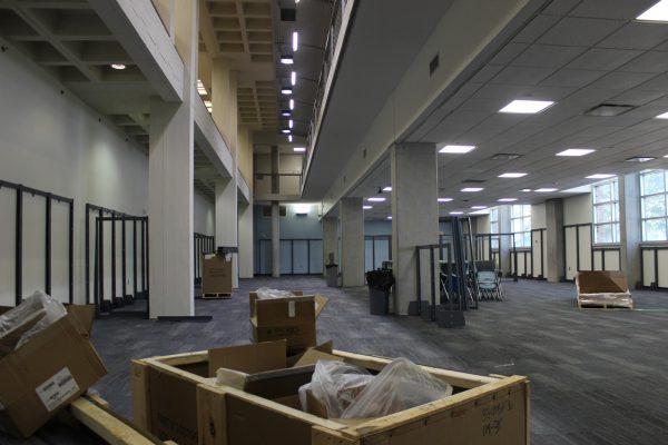 The Naro Collection will be housed in this under-construction area on the left side of the Perry Library. Access will be made available to the public in early 2024. 