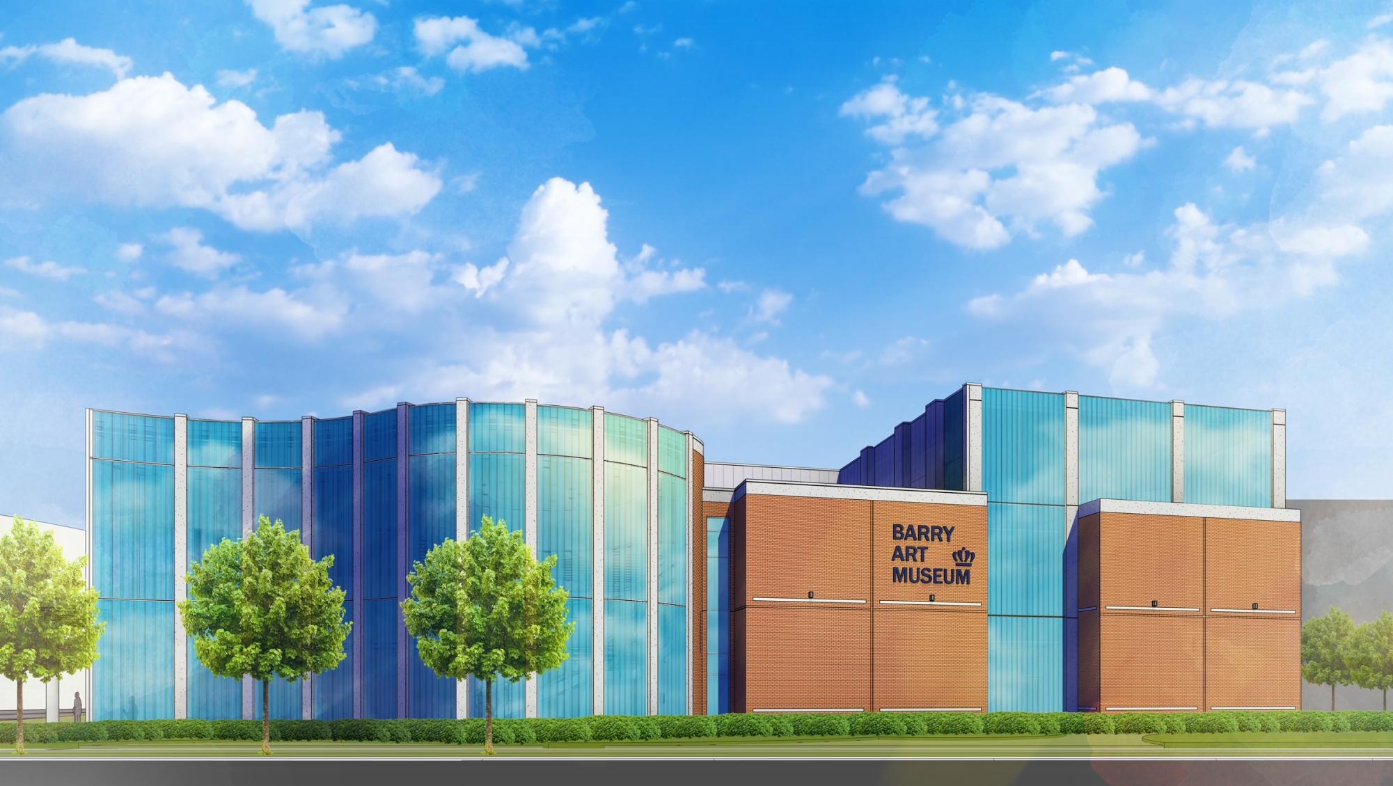 The Barry Art Museum is located off of Hampton Blvd. at the entrance to the university. Pictured is an architectural rendering of the expansion project done by Saunders + Crouse Architects. 