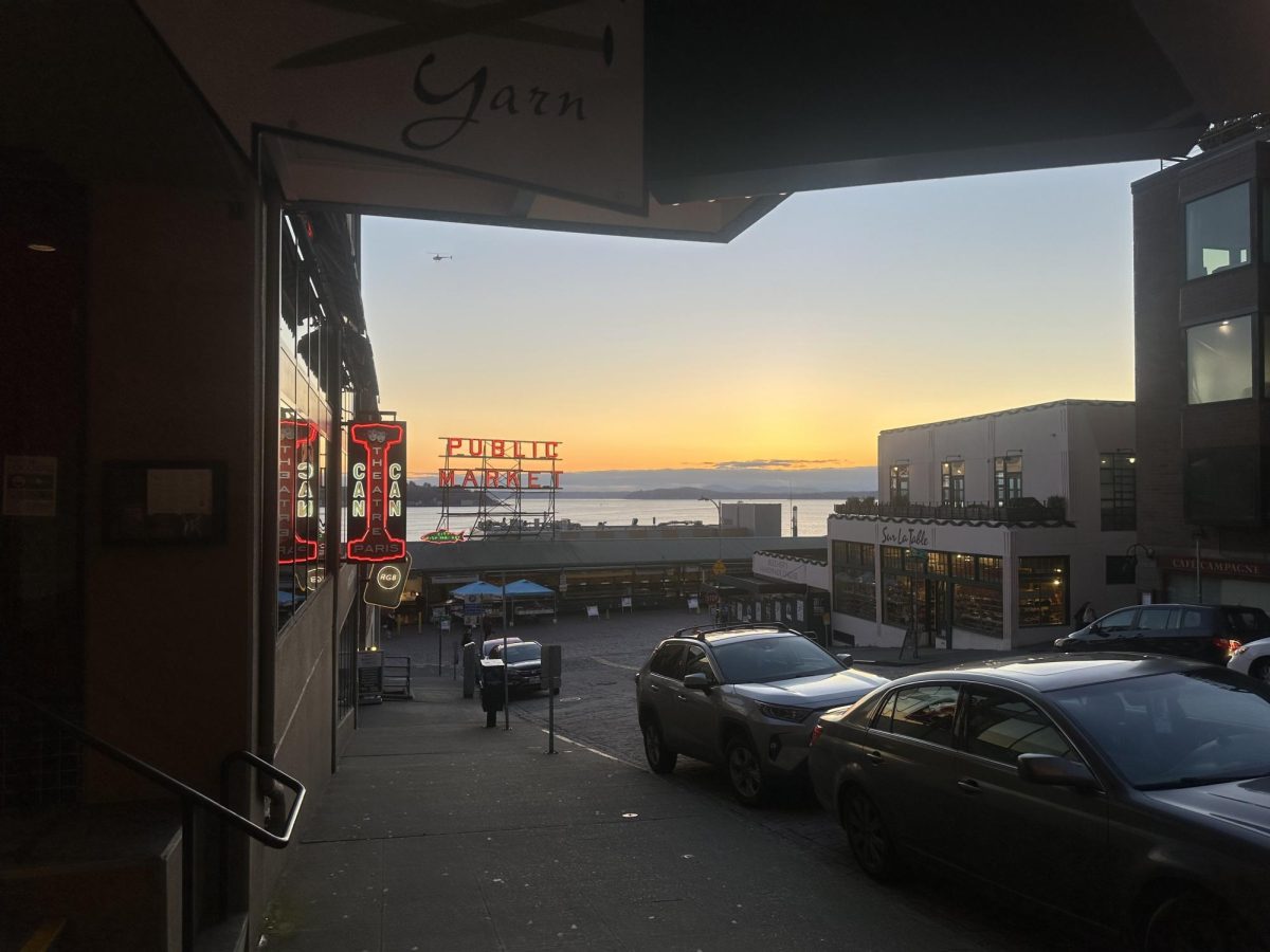 Sunset over the iconic Pike Place market