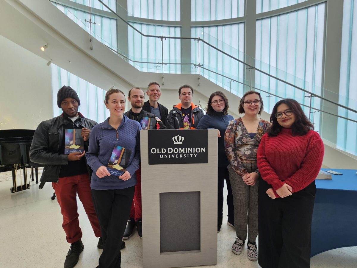 Staff members and contributors of "Constellate." From left to right: Eben Bracy, Tori Marie Scotti, Henry Stevens, John McManus, Michael Neuwrith, Taylor Ebersole, Elena Knudsen, Ifrah Yousuf