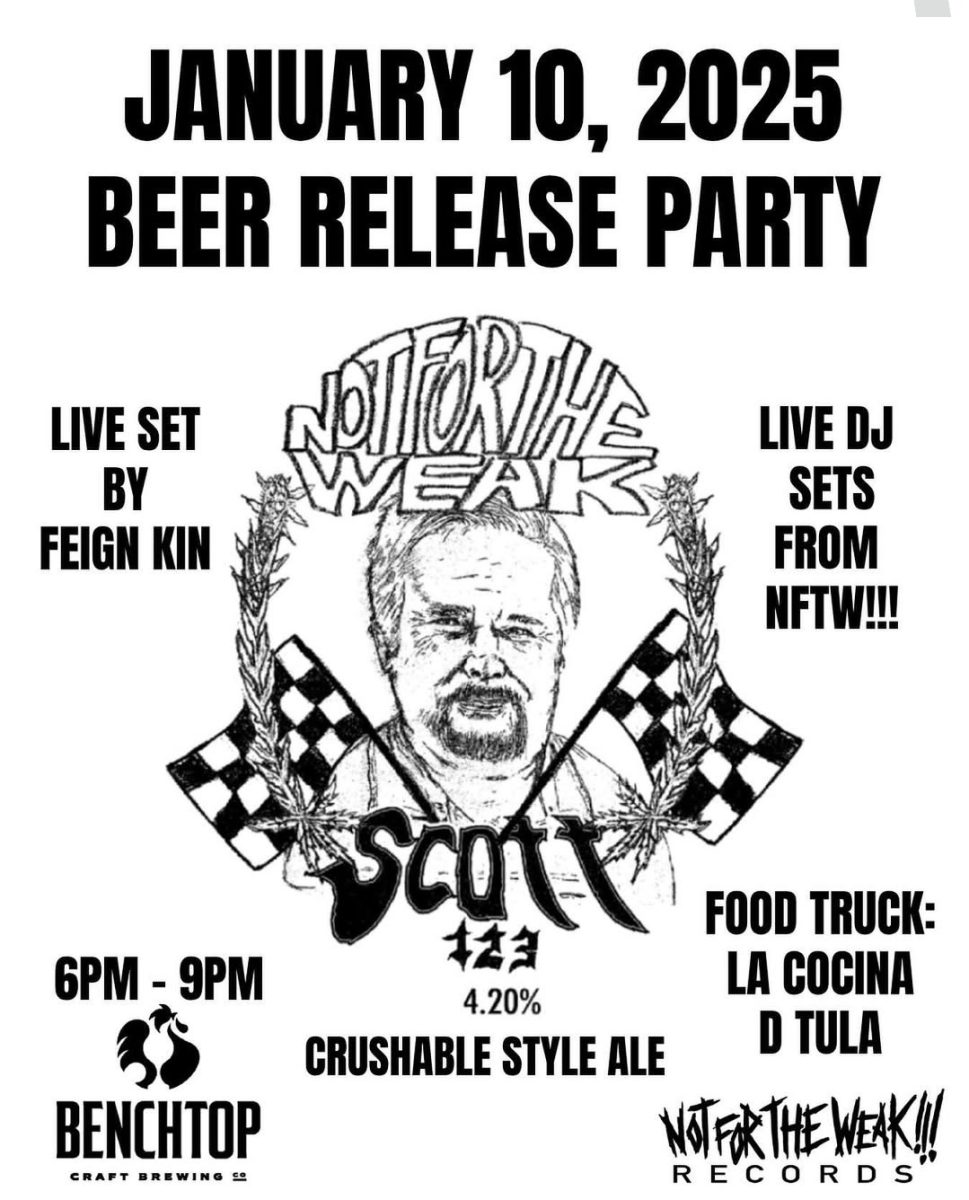 The flyer created for the "Beer Release Party", hosted at Benchtop Brewery. 